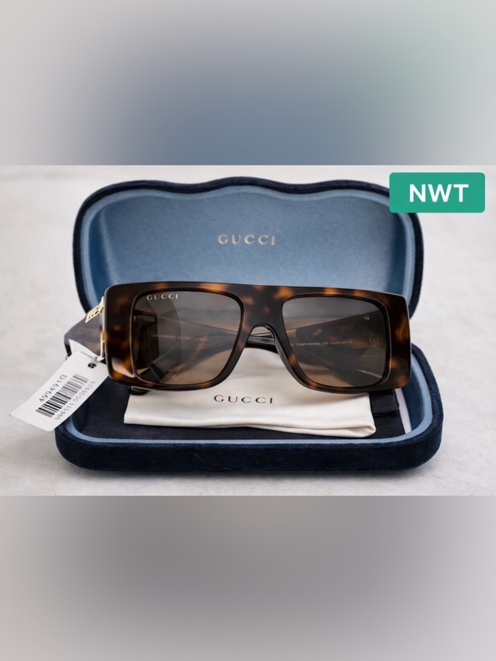 Gucci Rectangular Tortoiseshell Sunglasses - Brown - Picture 5 of 5
